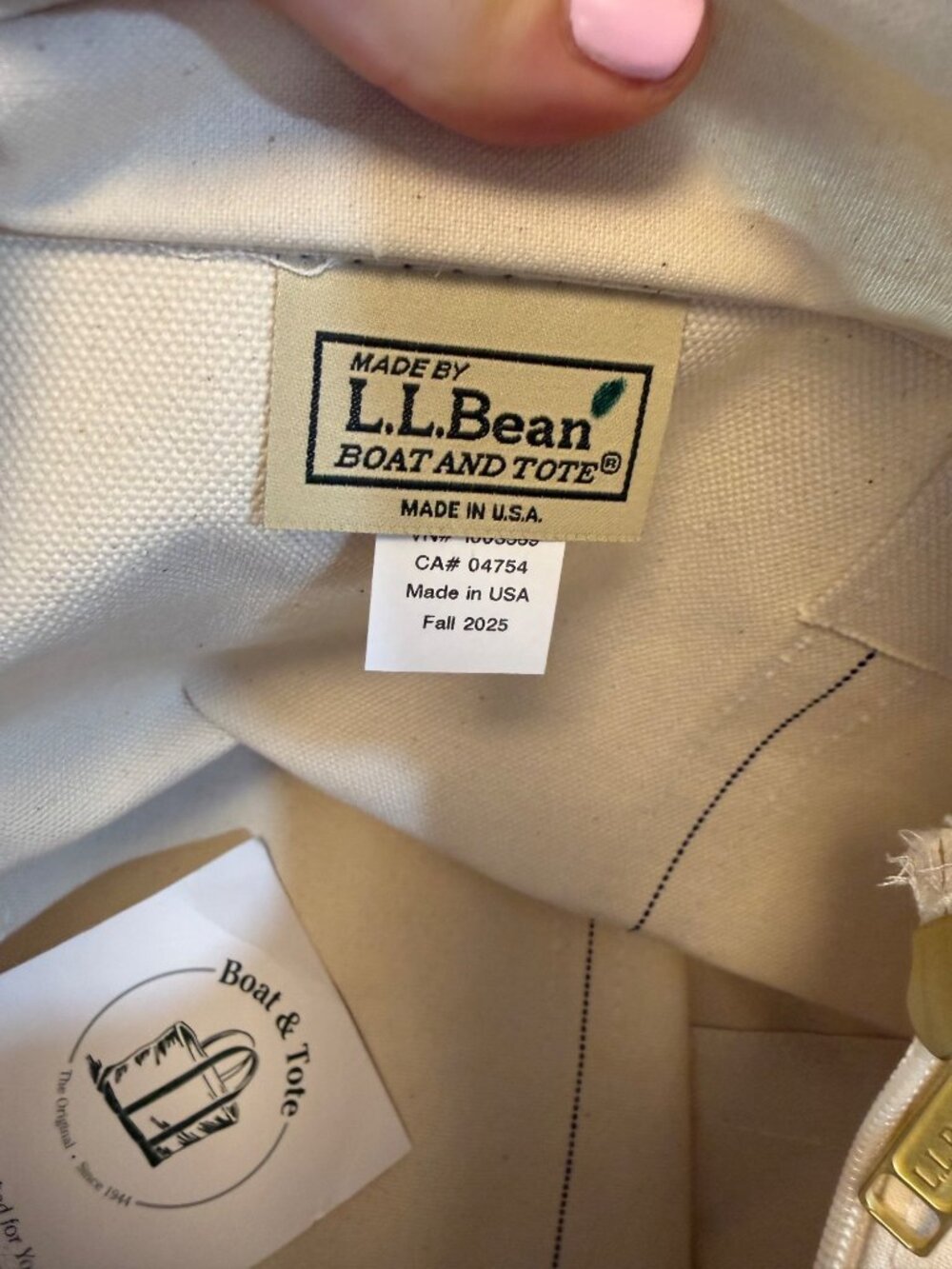L.L. Bean Boat & Tote Bag Open Top Long Handle MOTHER Natural Color - Picture 7 of 8